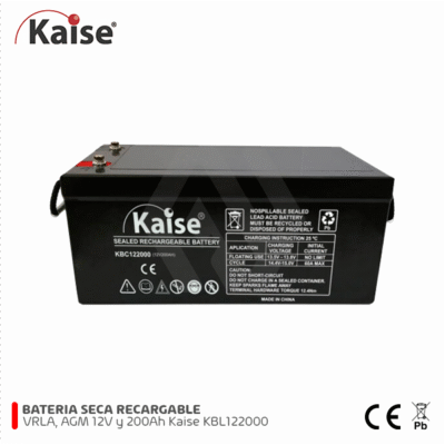 Batería VRLA AGM KBL122000, 12v y 200Ah, vida 10 años Kaise