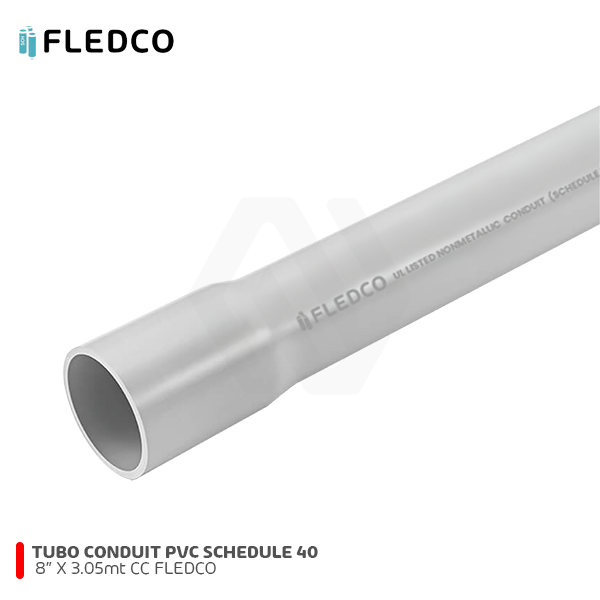 Tubo Conduit PVC Schedule 40 SCH40 8″ X 3.05mt CC Fledco