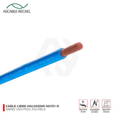 CABLE H07Z1-K 6MM2 LIBRE HALOGENO 750V ASCABLE