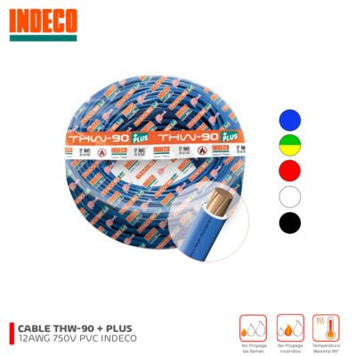 Cable THW-90+PLUS 12AWG 750V PVC Indeco