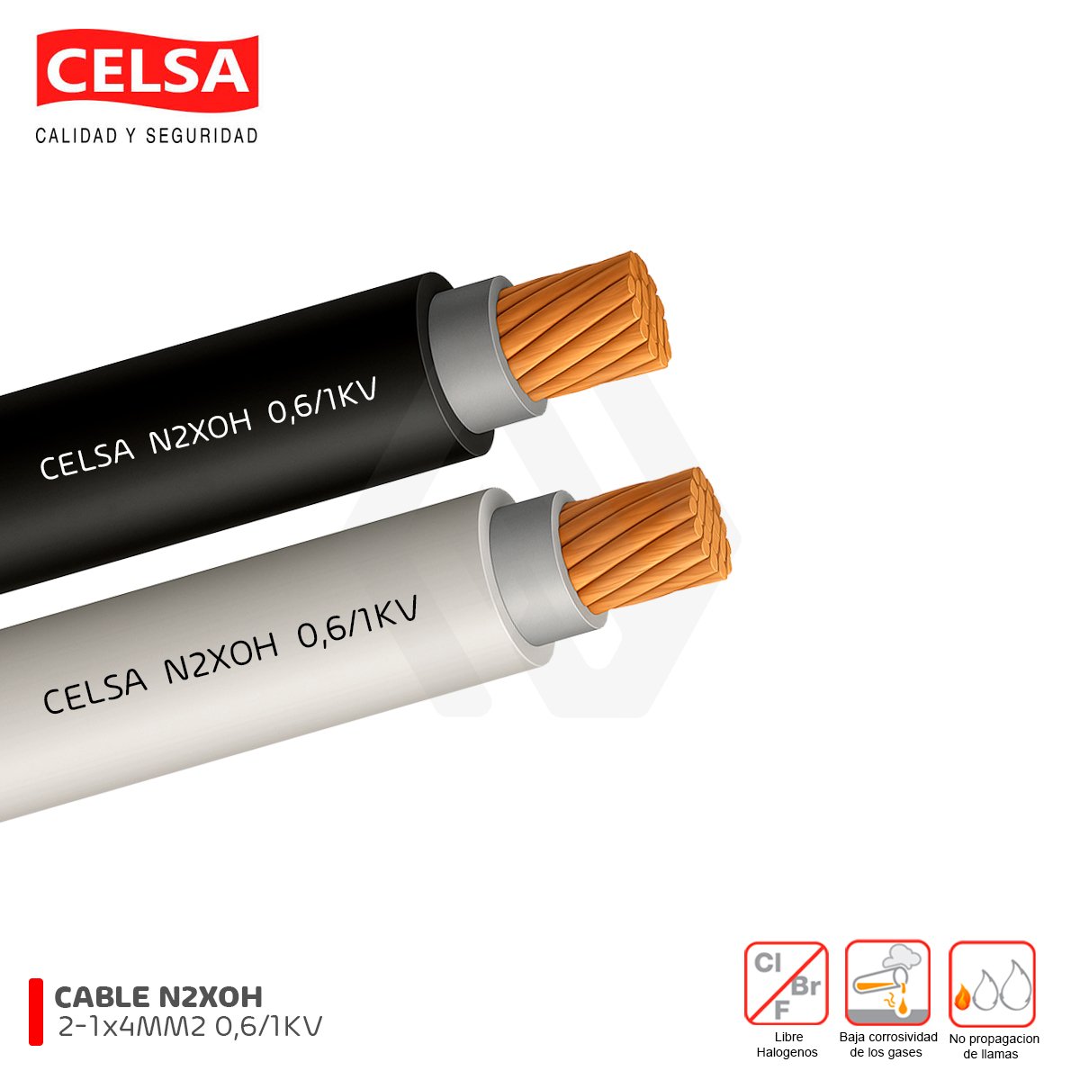 Cable N2XOH 2-1x4MM2 Libre Halogeno 0,6/1 kV Celsa