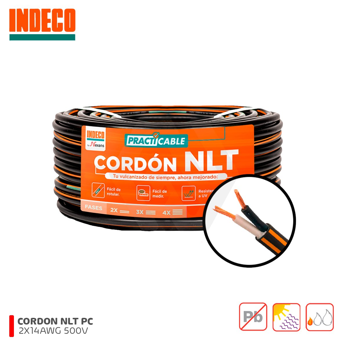 Cable Vulcanizado NLT 2X14AWG 500V PC Indeco