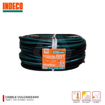 Cable Vulcanizado NMT 3X12AWG 500V Indeco