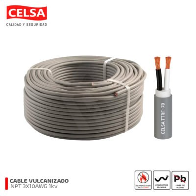 Cable Vulcanizado TTRF-70 3X10AWG 1kV Celsa