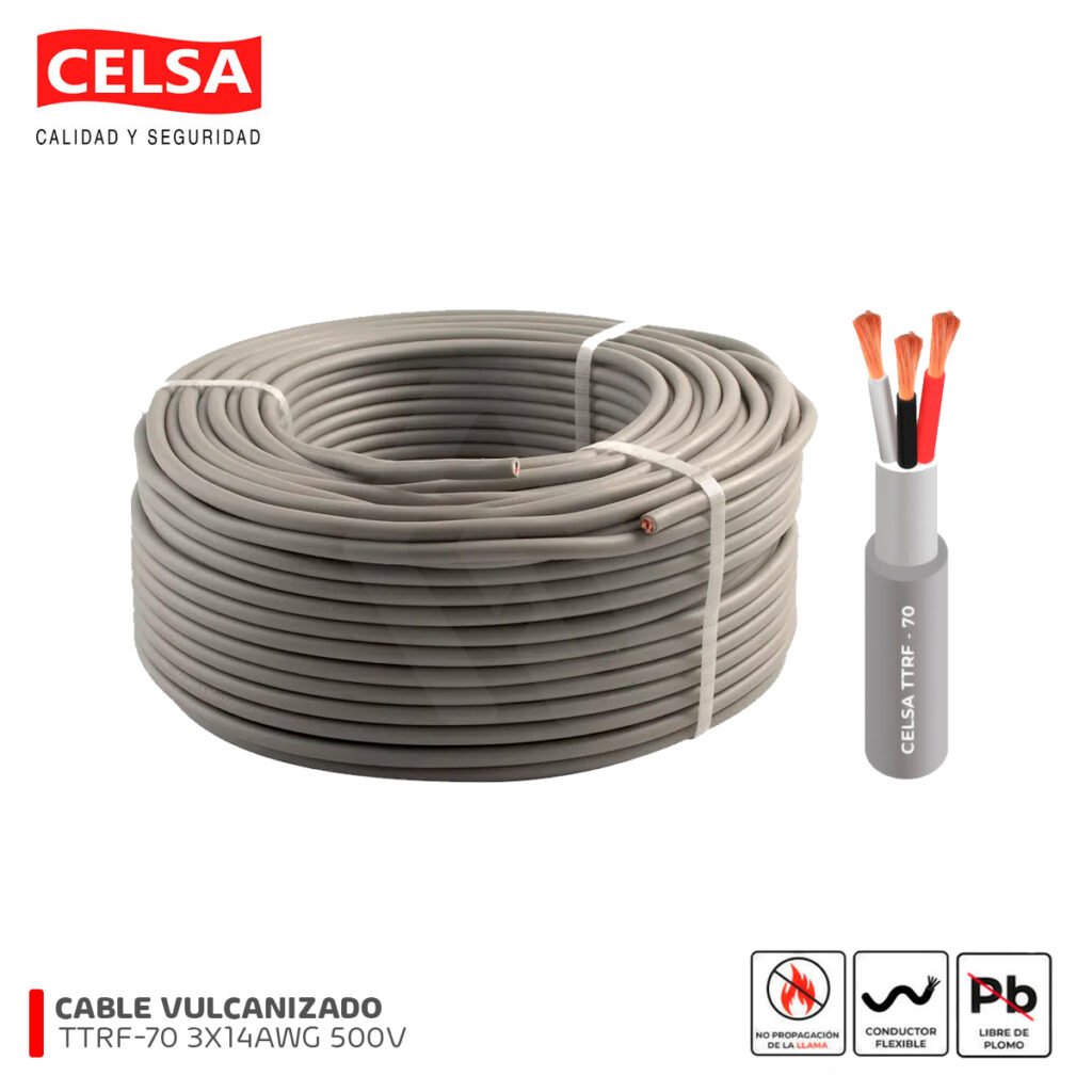 Ttrf Cable Vulcanizado TTRF-70 3X14AWG 500V Celsa - Anyo Electric