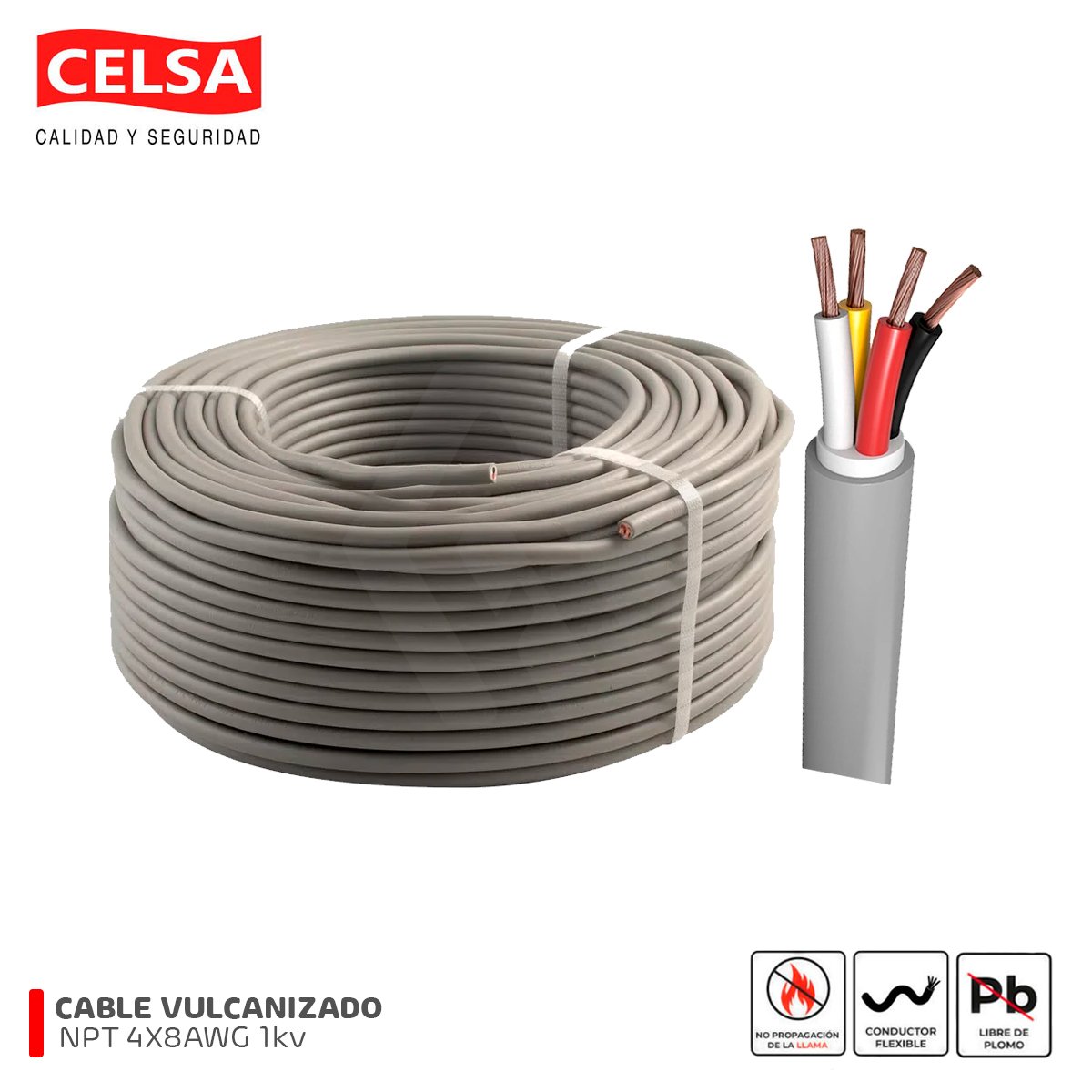 Ttrf Cable Vulcanizado TTRF-70 4X8AWG 1kV Celsa - Anyo Electric