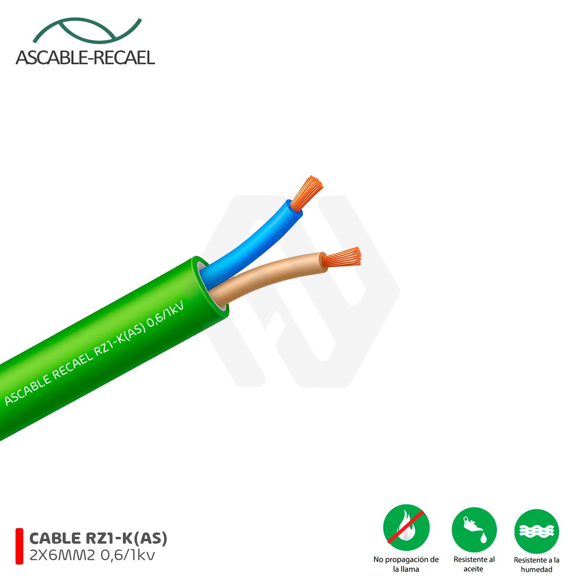 Cable RZ1-K(AS) 2X6MM2 0,6/1 kV Ascable