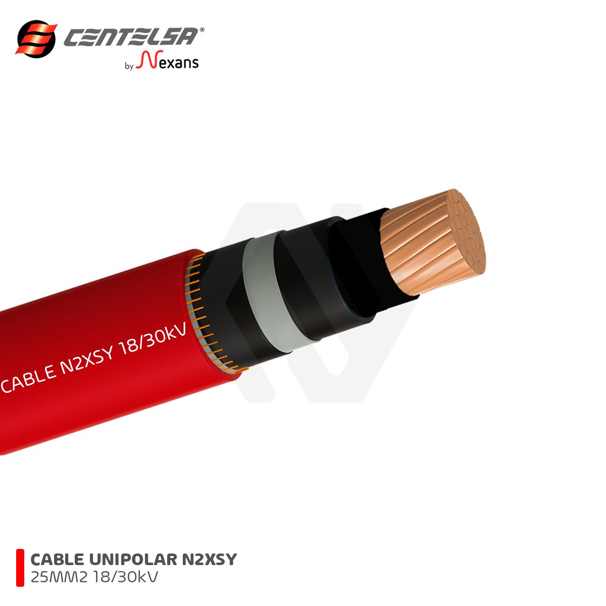CABLE N2XSY 25MM2 UNIPOLAR 18/30kV CENTELSA