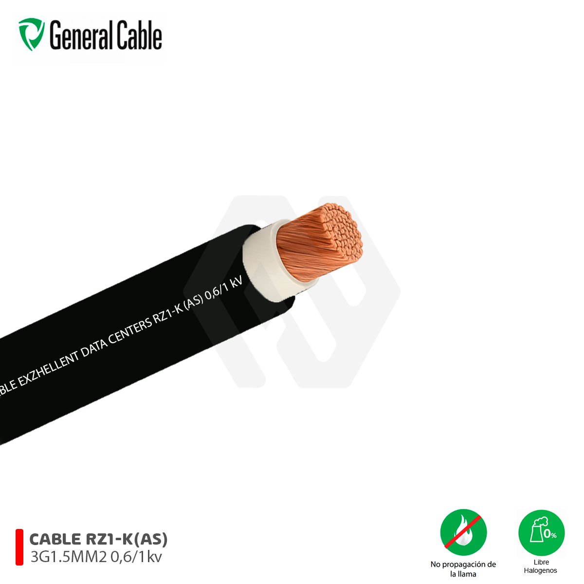 Cable Energia RZ1-K(AS) 3G1.5mm2 0,6/1 kV GENERAL CABLE