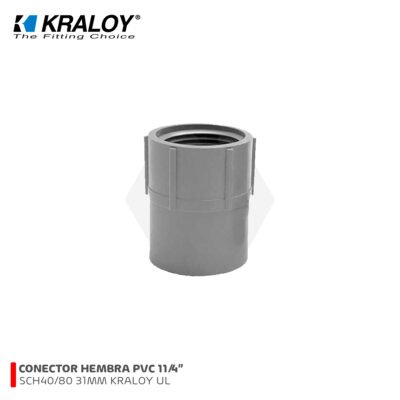CONECTOR HEMBRA PVC 11/4″ 31MM KRALOY UL