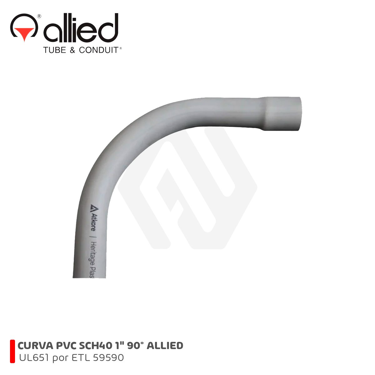 CURVA PVC SCH 40 1" 90° CON UL651 por ETL 59590 ALLIED