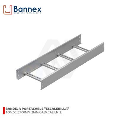 BANDEJA PORTACABLE «ESCALERILLA» 100x60x2400MM 2MM GALVANIZADO CALIENTE S/TAPA, UNION Y PERNERIA BANNEX